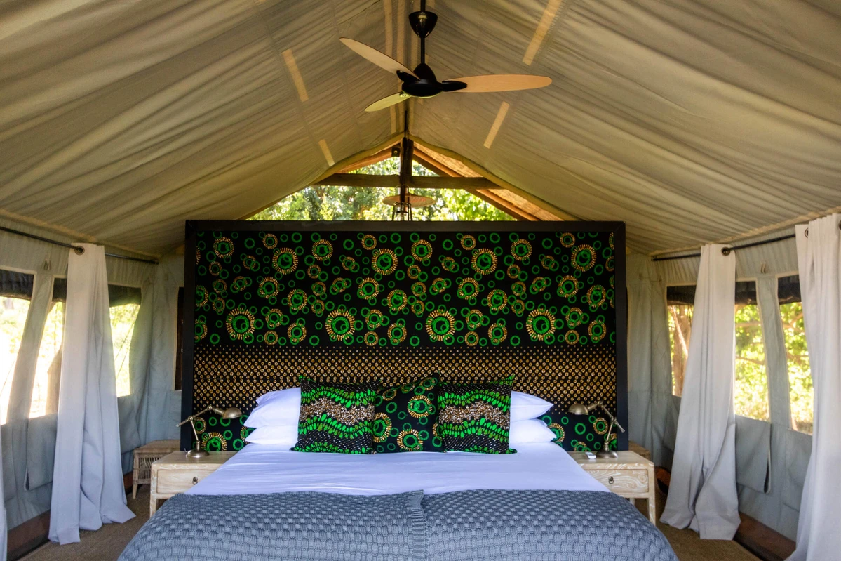 12 Day African Luxury Safari - Luxurious Zambia & Madagascar - South Africa 54 time tide chongwe river camp interior beds time and tide zamibia