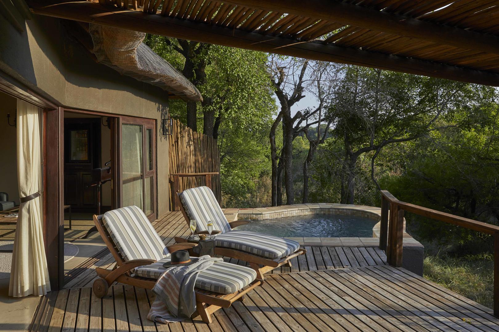 Lion Sands Tinga Lodge - Sabi Sands - Kruger National Park 7 lion sands tinga lodge suite outside deck loungers
