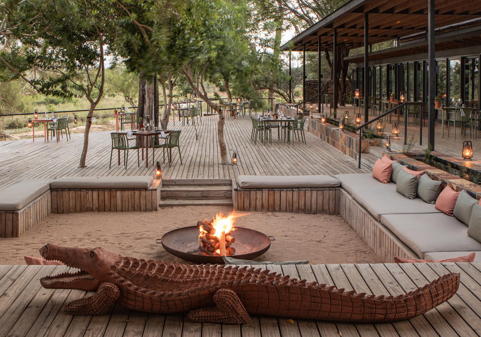 Lion Sands River Lodge Fire Deck